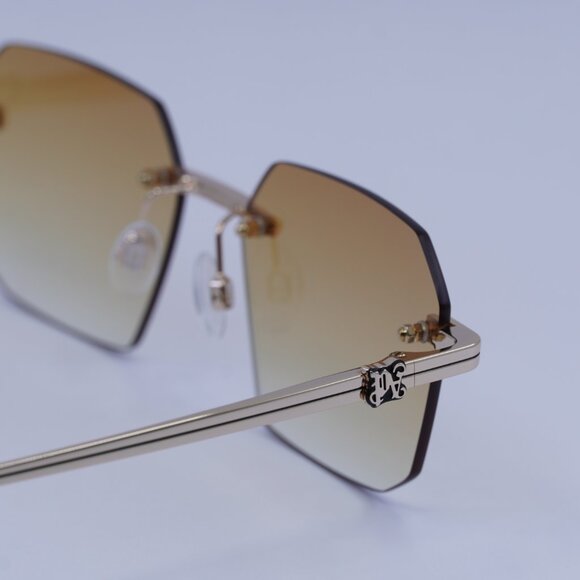 Palm Angels PERI10G QUARTZ 7622 Sunglasses Gold Geometric Frame, Orange Lenses - Picture 9 of 10